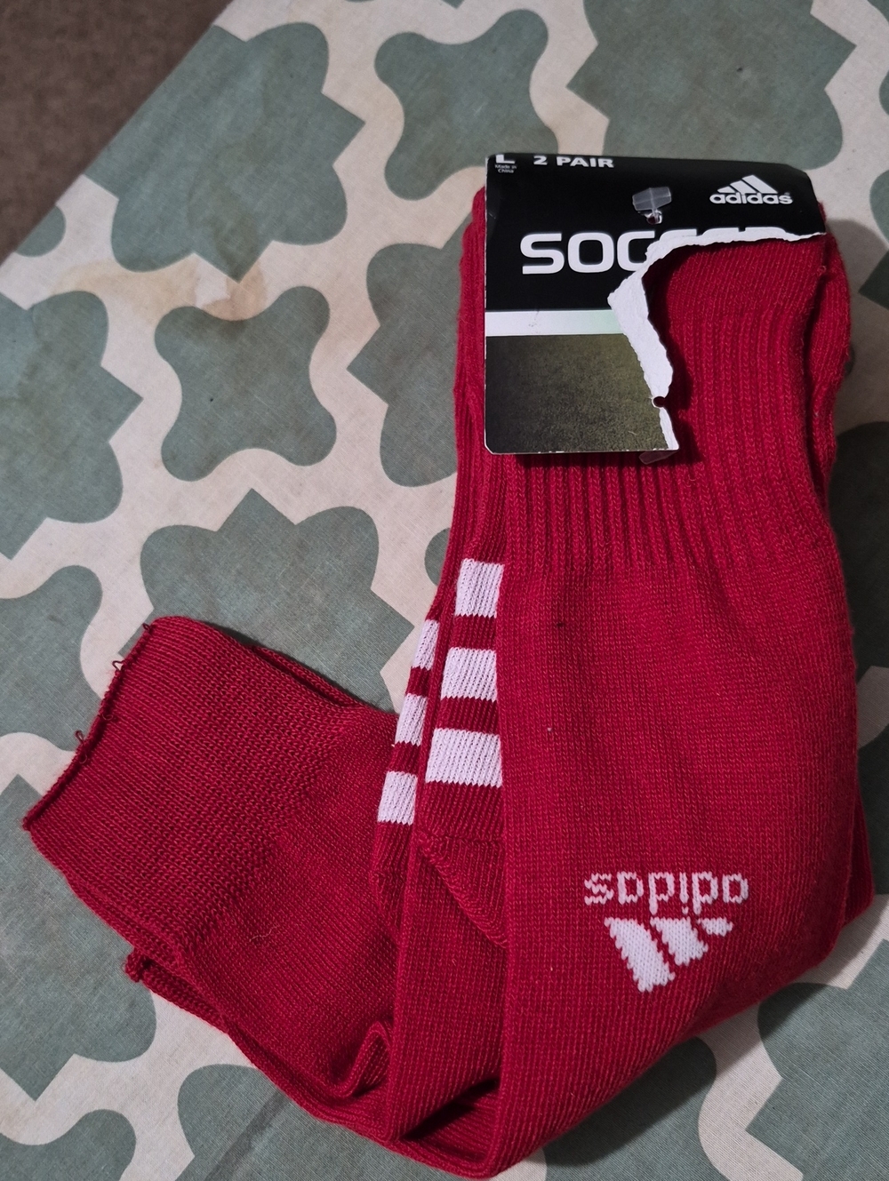adidas Men’s Red Athletic Soccer Socks - 2 Pair